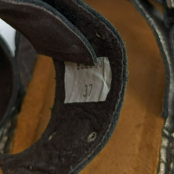 Naot Karaoke Wedge Sandal 37 6 Metallic Bronze Gold Strappy Side Buckle Open Toe - Picture 2 of 13